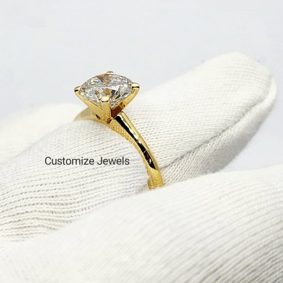 IGI 2.0CT Round Lab Created Diamond Engagement Ring In 14k Gold,F-VS1 - Picture 6 of 11